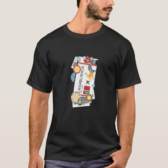 Camiseta Casablanca Marruecos Embarque de avión con tarjeta (Anverso)