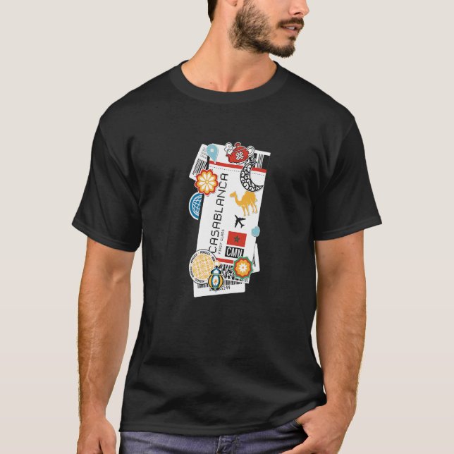 Camiseta Casablanca Marruecos Embarque de avión con tarjeta (Anverso)