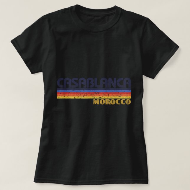 Camiseta Casablanca Marruecos estilo retro vintage 80 (Diseño del anverso)