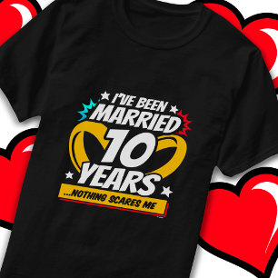 Camiseta Casado 10 años de curioso décimo aniversario Boda