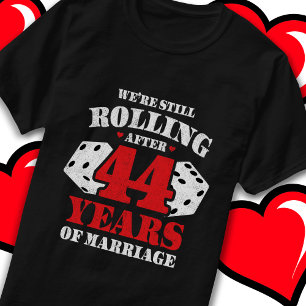 Camiseta Casado 44 años de curioso 44 aniversario Boda