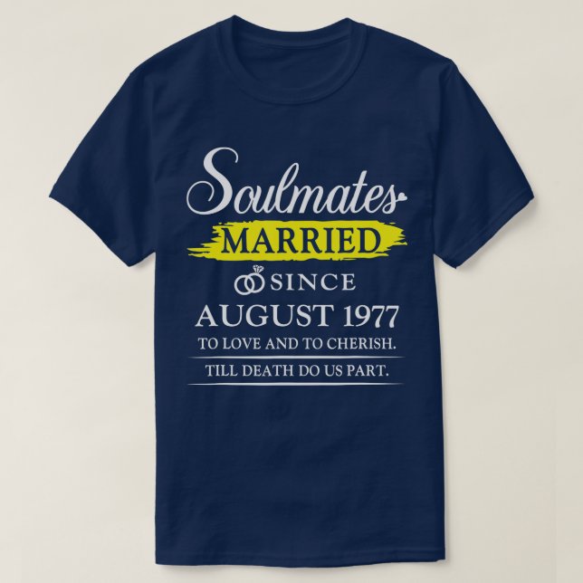 Camiseta Casado desde agosto de 1977, 45º aniversario Boda (Diseño del anverso)