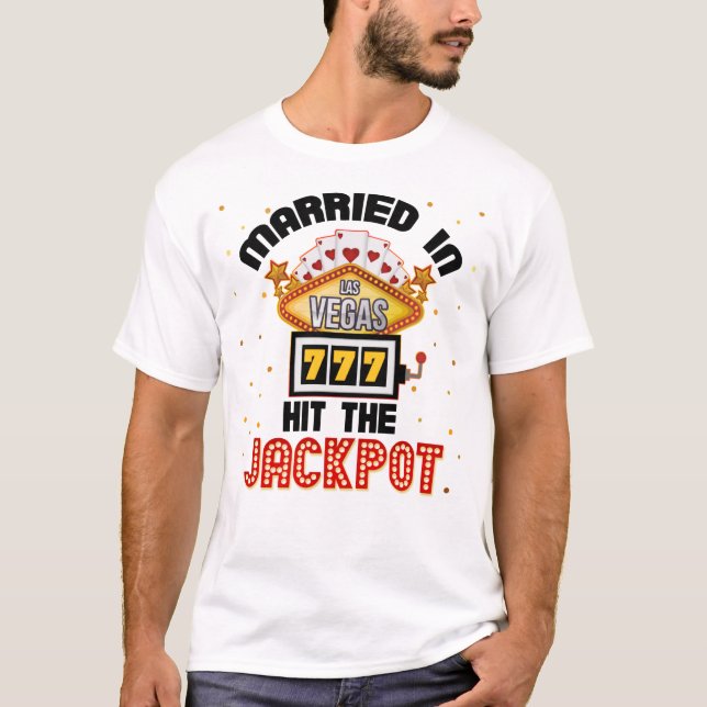 Camiseta Casado en Vegas Jackpot Boda Couple T-S (Anverso)