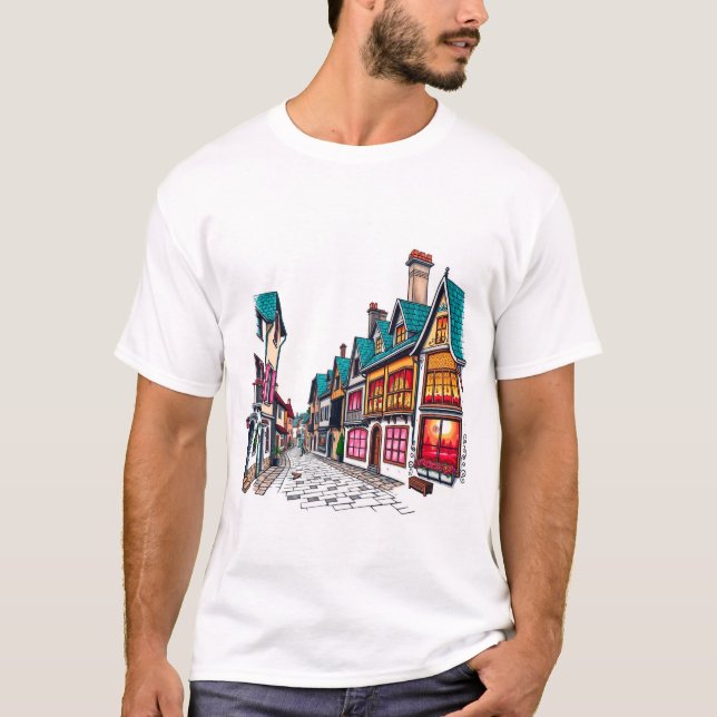 Camiseta Casas con ventanas brillantes (Anverso)