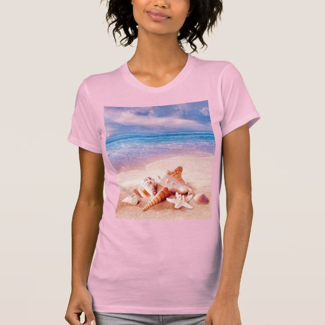 Camiseta Casas de mar en la playa del mar (Anverso)