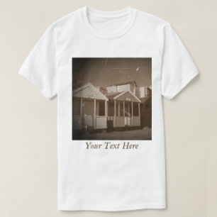 Camiseta Casas de playa cielos azules sepia foto de playa i