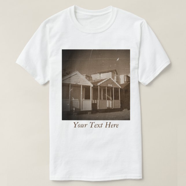 Camiseta Casas de playa cielos azules sepia foto de playa i (Diseño del anverso)
