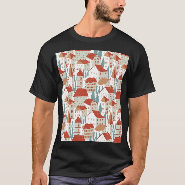 Camiseta Casas de pueblo ricas: Ilustracion sin mar (Anverso)