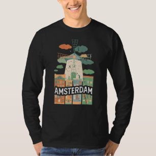 Camiseta Casas de tulipanes de molino de viento de Amsterda