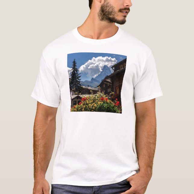 Camiseta Casas del pueblo de Cervino y de Zermatt, Suiza (Anverso)