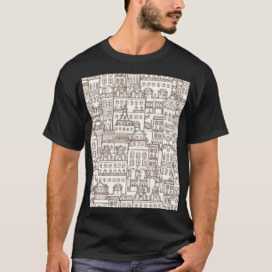 Camiseta Casas Vintage: Patrón arquitectónico sin Marea.