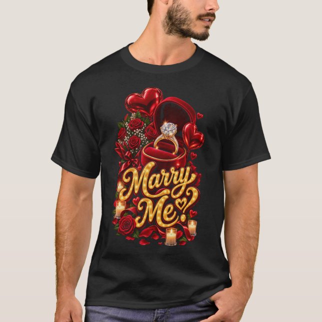 Camiseta ¿Cásate conmigo? Anillo Romántico (Anverso)