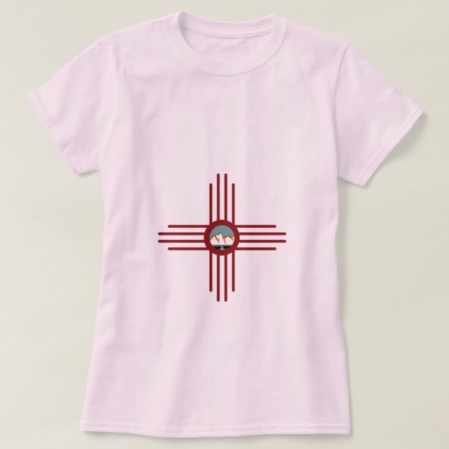 Camiseta Cascada con símbolo indio NM Zia de Nuevo México (Diseño del anverso)