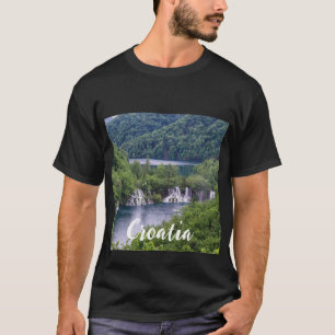 Camiseta Cascada de cascada con bosque verde en Croacia