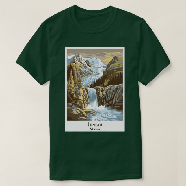 Camiseta Cascada y glaciar de Juneau Alaska (Diseño del anverso)