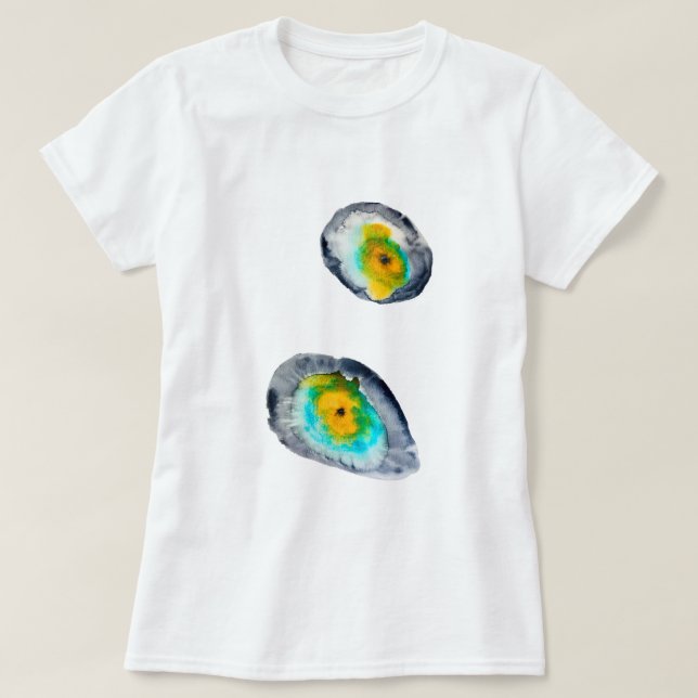 Camiseta cáscaras de ostión abstractas de acuarela (Diseño del anverso)