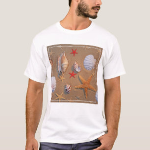 Camiseta Cáscaras y estrellas de mar del mar dispuestas en