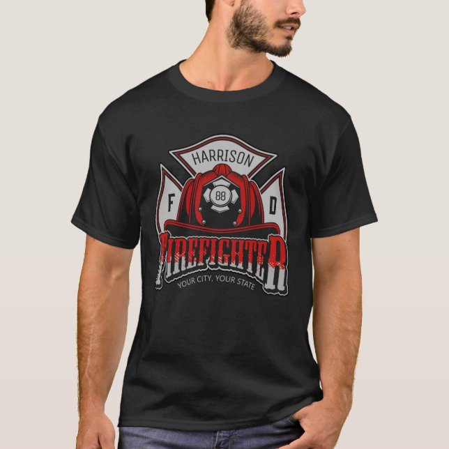 Camiseta Casco de Bombero ADD NOMBRE Departamento de Bomber (Anverso)