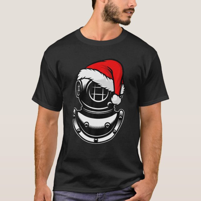 Camiseta Casco de buceo submarino Santa Hat Navidades Scuba (Anverso)