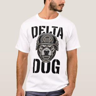 Camiseta Casco de Bulldog Delta Dog Diseño de Grabado Vinta