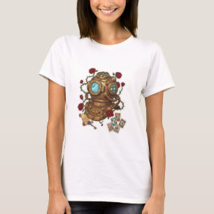 Camiseta Casco de buzo de aguas profundas steampunk ilustra
