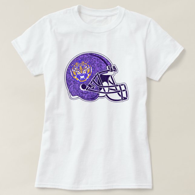 Camiseta Casco de fútbol de moda purpurina Louisiana Tigers (Diseño del anverso)