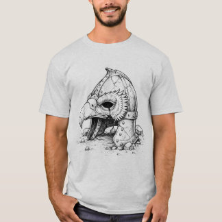 Camiseta Casco de Guerrero Cuervo Oscuro – Boceto Gótico Vi