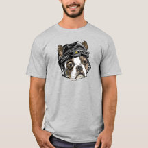 Casco de hockey negro de Boston terrier