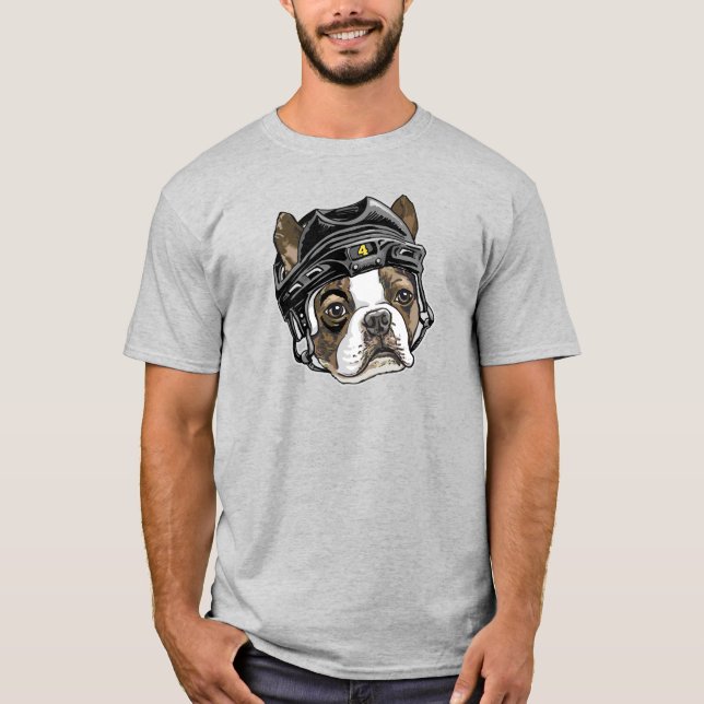 Camiseta Casco de hockey negro de Boston terrier (Anverso)
