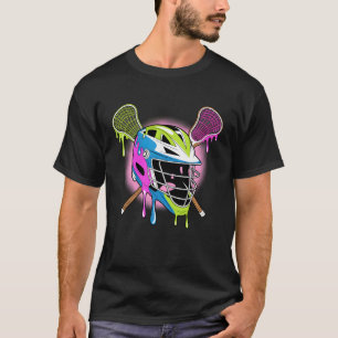 Camiseta Casco de Lacrosse Drip con Palos Cruzados Cool Lax