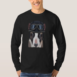 Camiseta Casco de Motocicleta Antiguo Miniature Bull Terrie