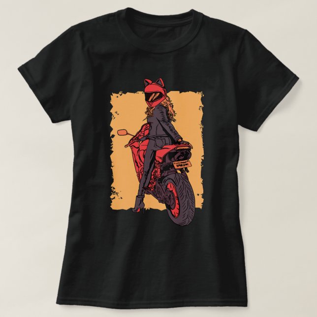 Camiseta Casco de motocicleta para gatos de mujeres ciclist (Diseño del anverso)
