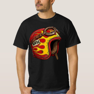 Camiseta Casco de motocicleta Vintage Flame Retro Biker Hom