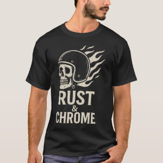 Camiseta Casco de Motociclista Cráneo de Cromo Óxido - Moto