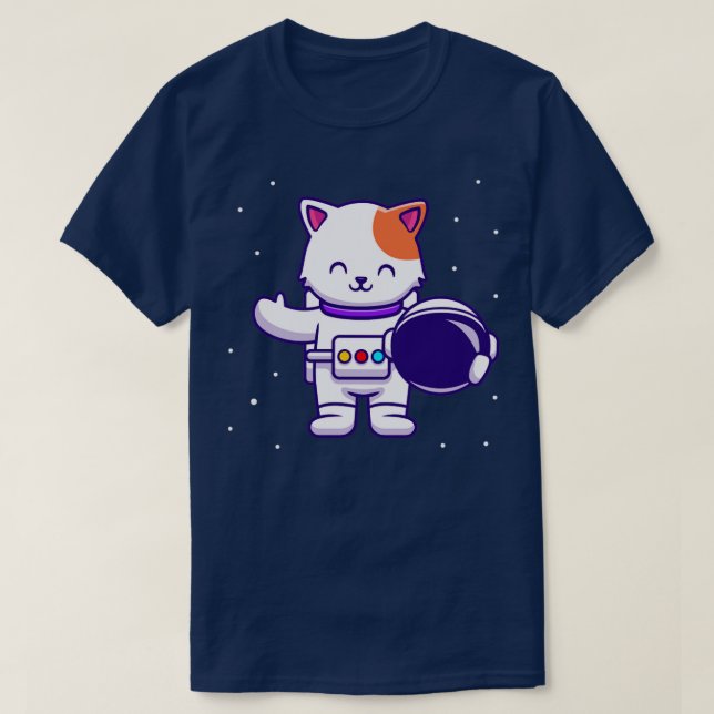 Camiseta Casco de retención de gato de astronauta mate (Diseño del anverso)