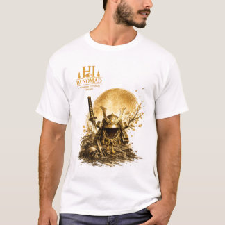 Camiseta Casco de Samurái Dorado Bajo Luna Llena - Japonés