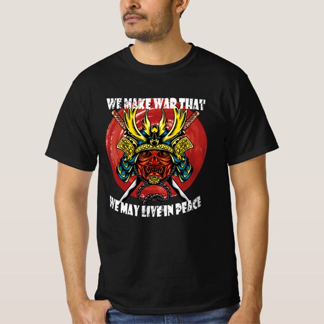 Camiseta Casco de Samurái Retro - Cita de Samurái Sobre la  (Anverso)