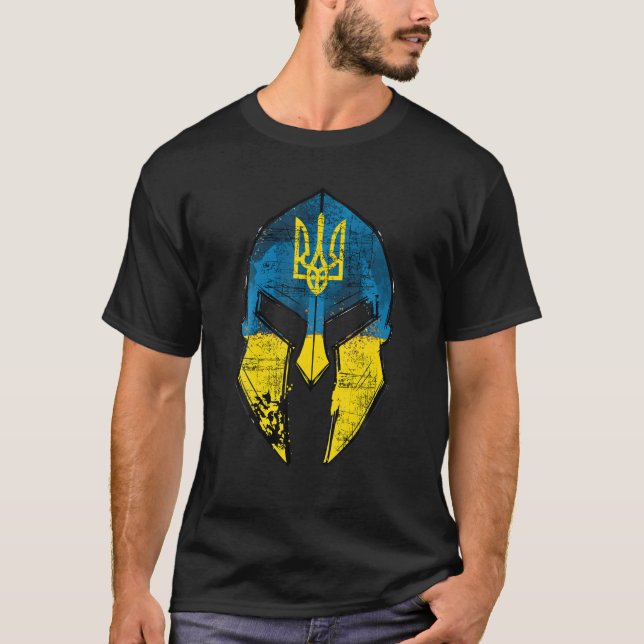 Camiseta Casco Esparta de Ucrania Hombres de bandera de Ucr (Anverso)