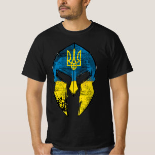 Camiseta Casco Esparta de Ucrania Hombres de bandera Escudo