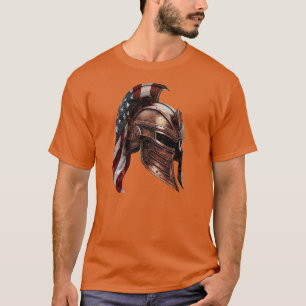 Camiseta Casco espartano con bandera estadounidense