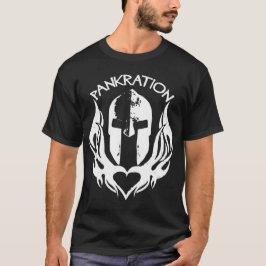 Camiseta Casco espartano de pankración con llamas cardíacas