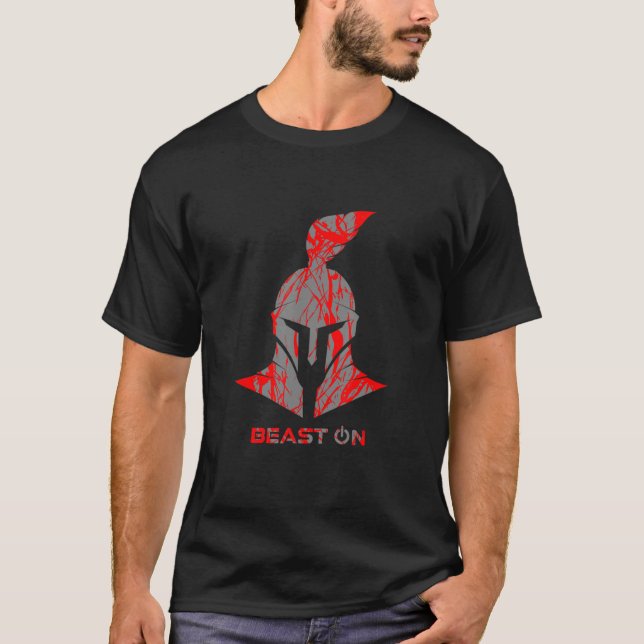 Camiseta Casco Espartano Gladiador Rojo Casco Bestia En Gym (Anverso)