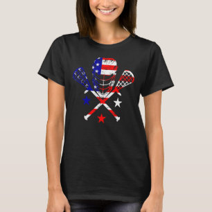 Camiseta Casco Lacrosse Sticks Bandera Americana 4 De Julio
