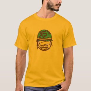 Camiseta casco militar balonvolea cara dibujo animado