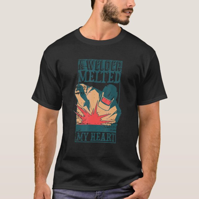 Camiseta Casco Soldadura Que Dice Soldado Fundido Mi Corazó (Anverso)
