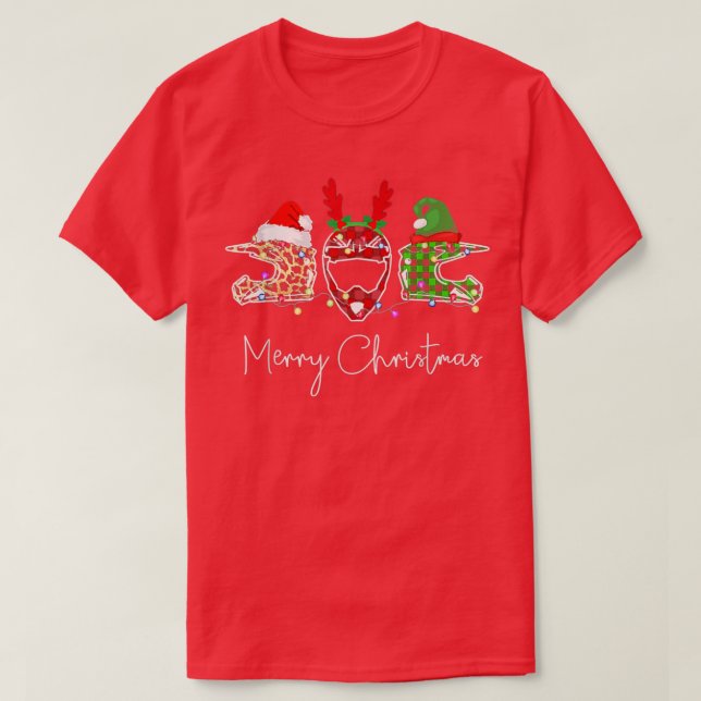 Camiseta Cascos de motocicleta Merry Christmas Lights Tree  (Diseño del anverso)