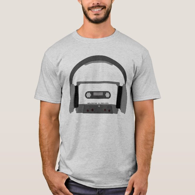 Camiseta Casete con los auriculares (Anverso)