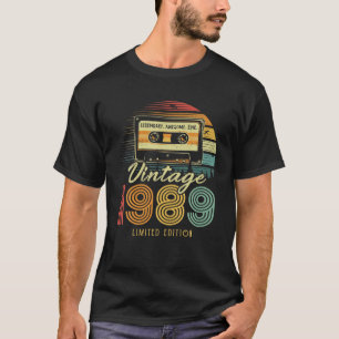 Camiseta Casete Retro Vintage 1989 1989 33º Cumpleaños 33