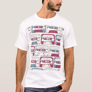 Camiseta Casetes de música retro: Patrón de fondo de rock