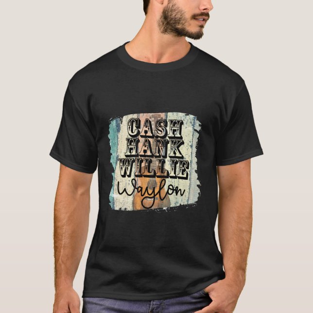 Camiseta Cash Hank Willie Waylon Guitar Country Music (Anverso)